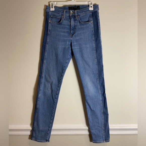 VERONICA BEARD Kate High-Rise Skinny Jeans Two Tone - Picture 4 of 9